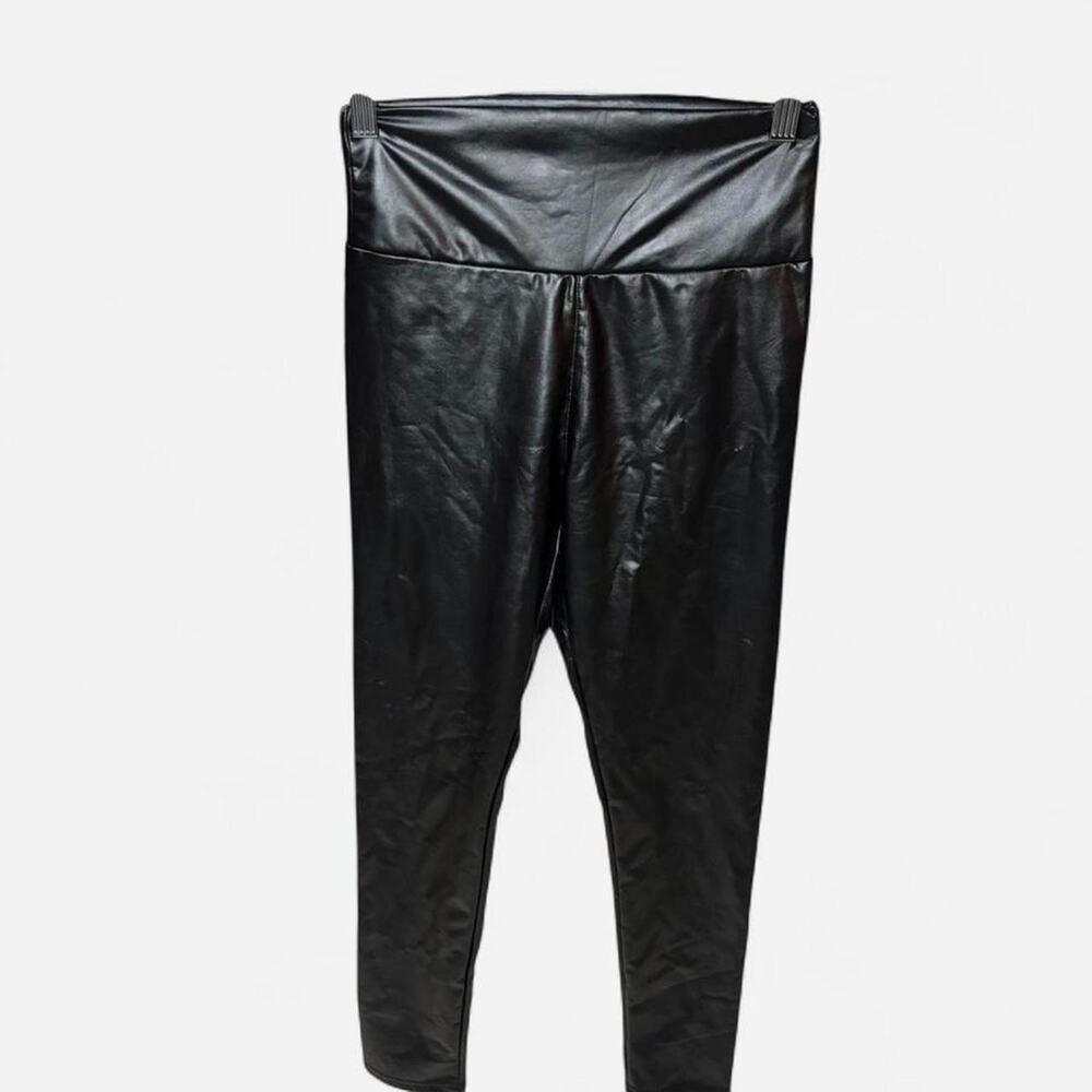 Ginasy Black Faux Leather High Waisted Leggings - Size Small